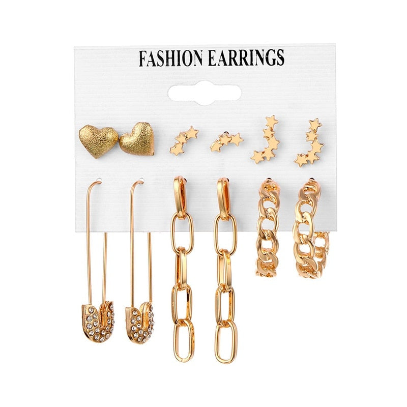 Women’s Stylish Crystal Earrings Set – Elegant Zinc Alloy Jewelry for Women