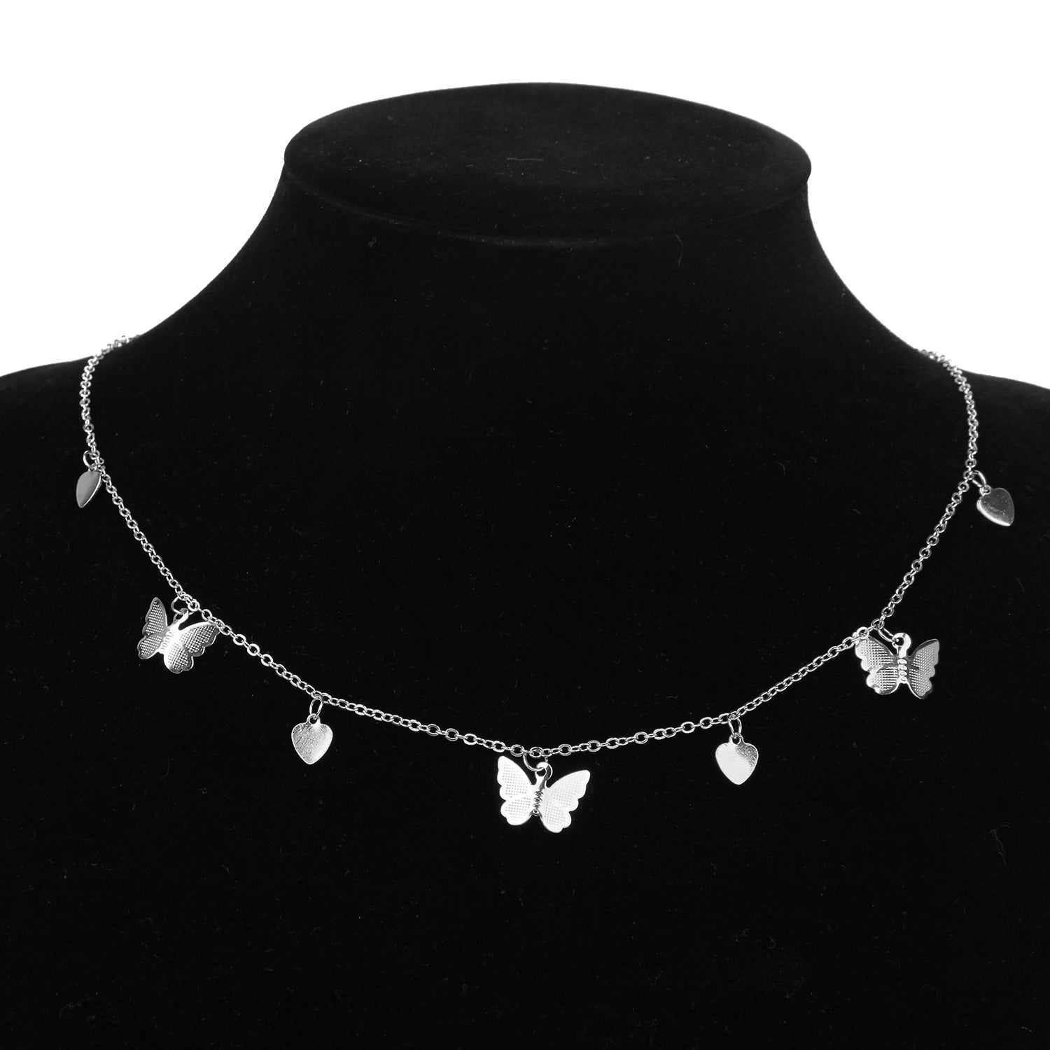 Gold Butterfly Pendant Choker Necklace for Women – Elegant Alloy Jewelry, 14 Inch