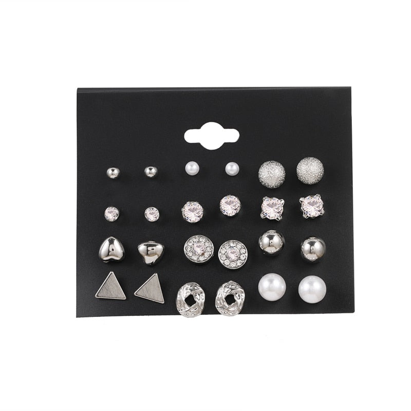 Women’s Stylish Crystal Earrings Set – Elegant Zinc Alloy Jewelry for Women
