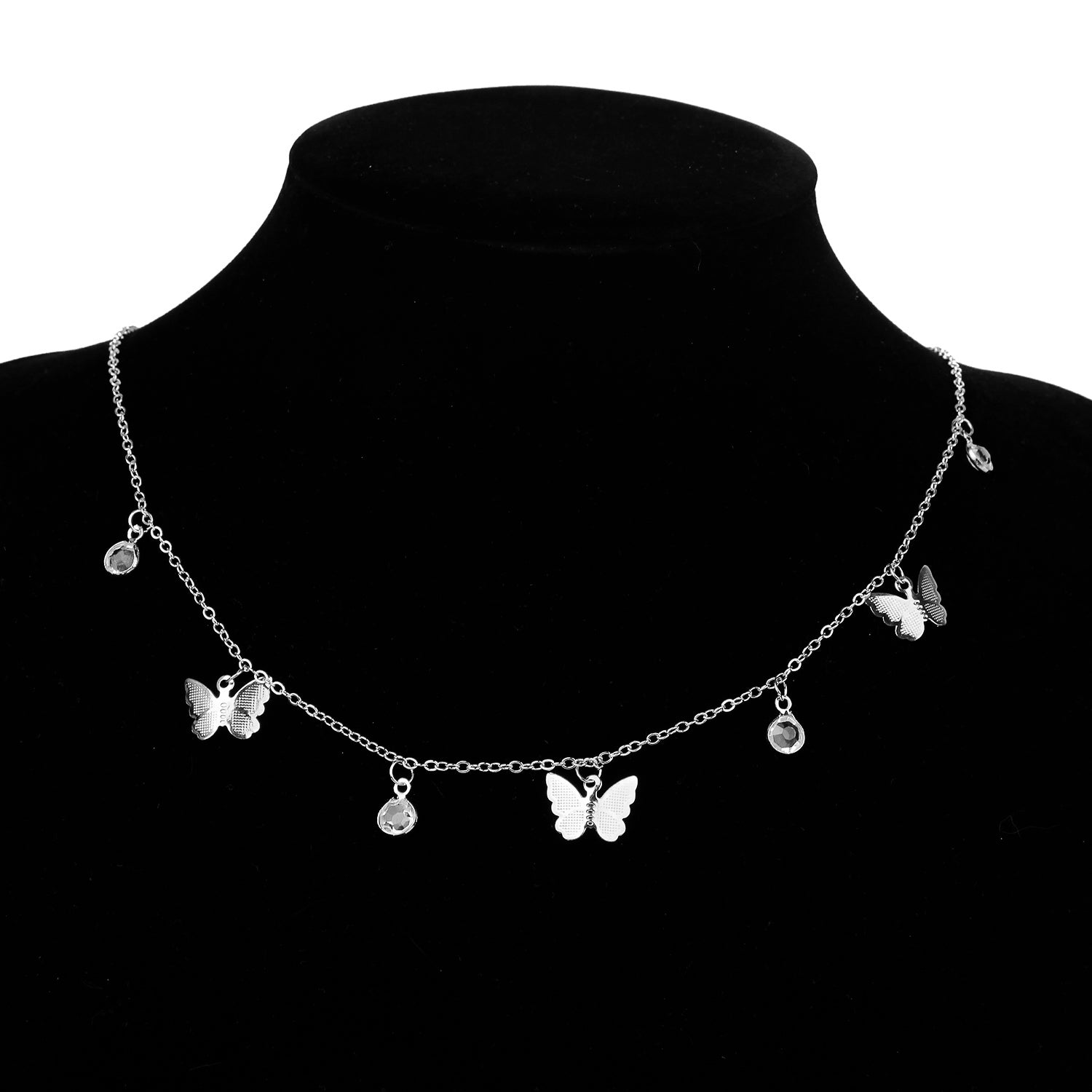 Gold Butterfly Pendant Choker Necklace for Women – Elegant Alloy Jewelry, 14 Inch