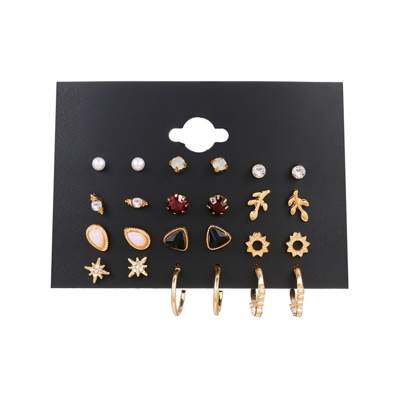 Women’s Stylish Crystal Earrings Set – Elegant Zinc Alloy Jewelry for Women