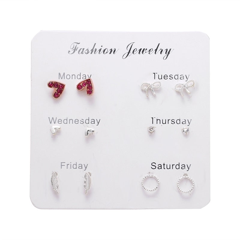 Women’s Stylish Crystal Earrings Set – Elegant Zinc Alloy Jewelry for Women