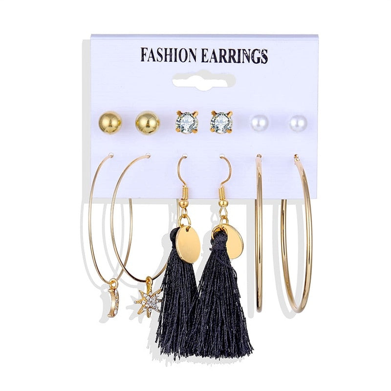 Women’s Stylish Crystal Earrings Set – Elegant Zinc Alloy Jewelry for Women