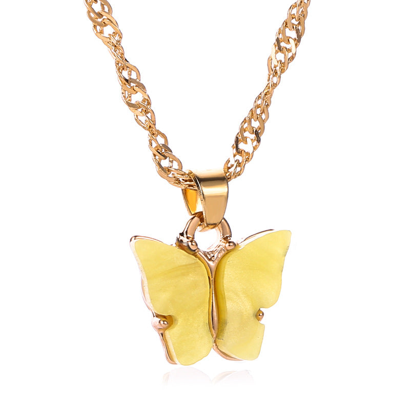 Gold Butterfly Pendant Choker Necklace for Women – Elegant Alloy Jewelry, 14 Inch
