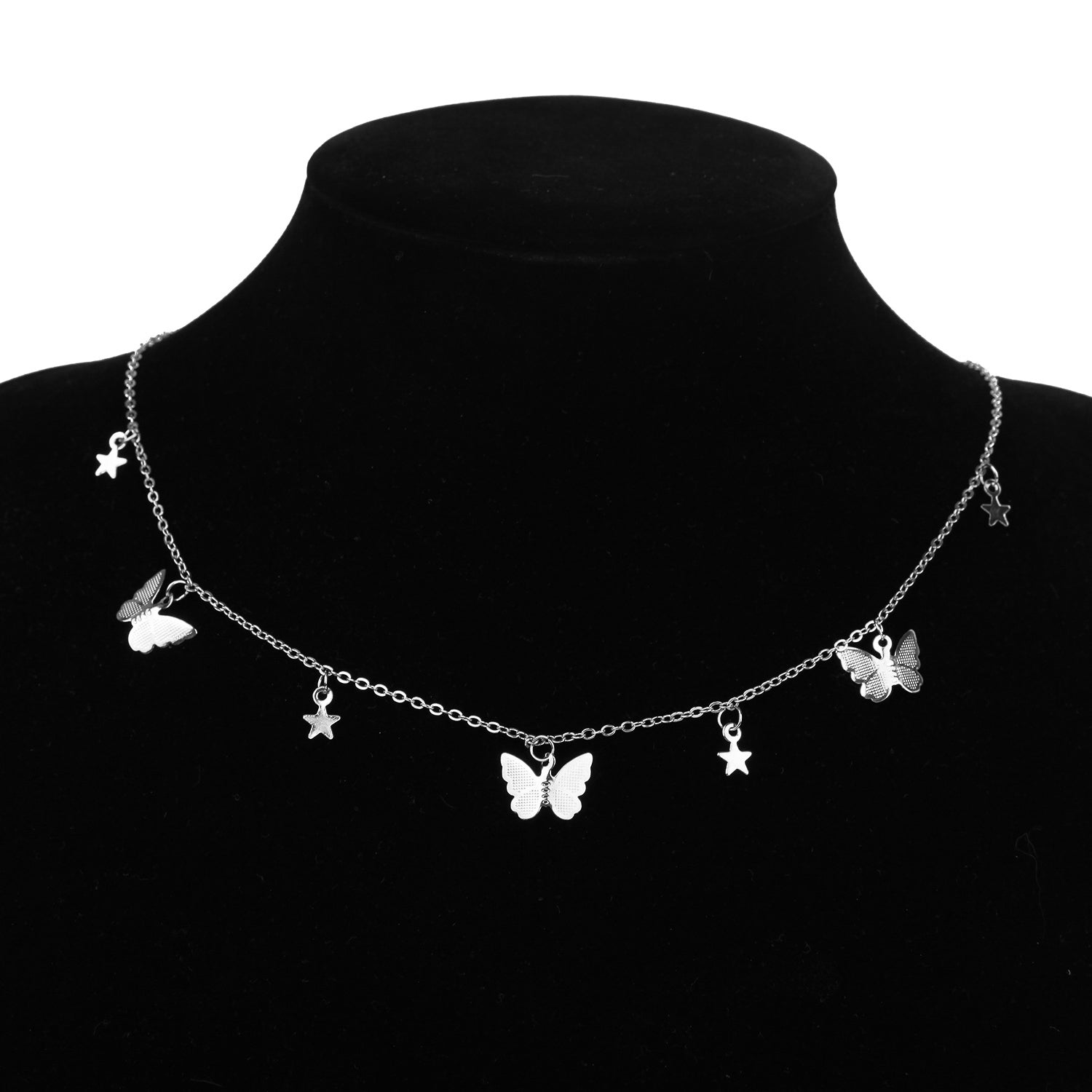 Gold Butterfly Pendant Choker Necklace for Women – Elegant Alloy Jewelry, 14 Inch