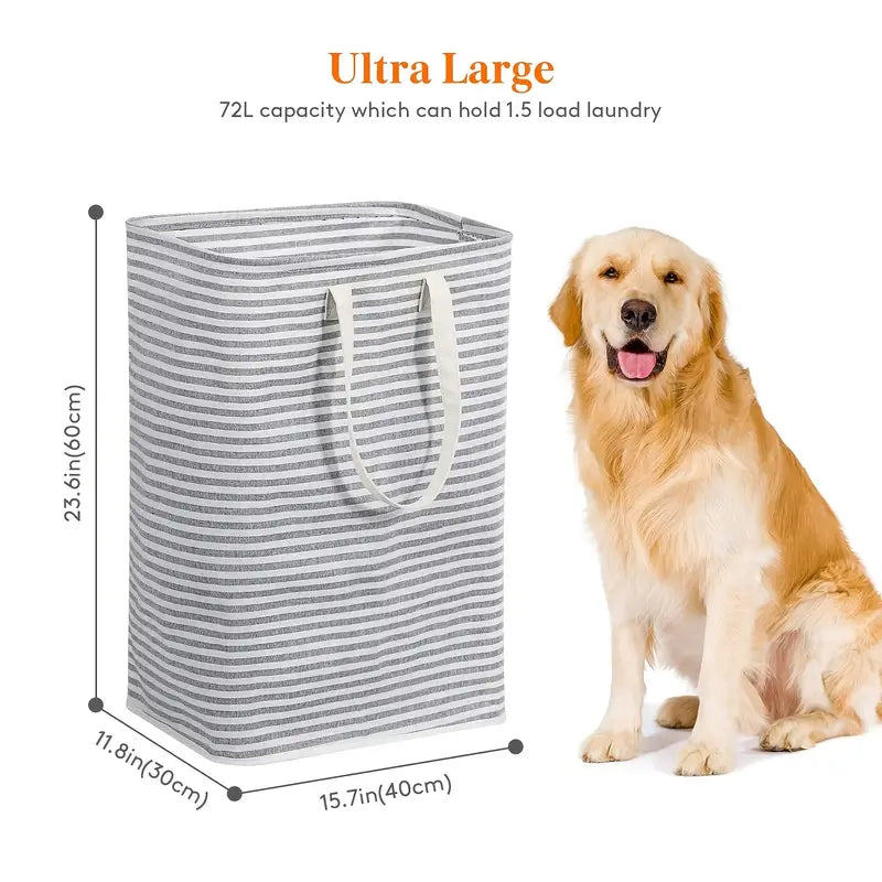 72L Foldable Laundry Basket with Long Handles