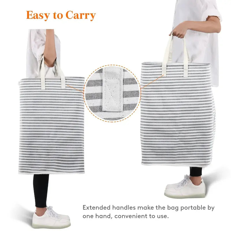 72L Foldable Laundry Basket with Long Handles