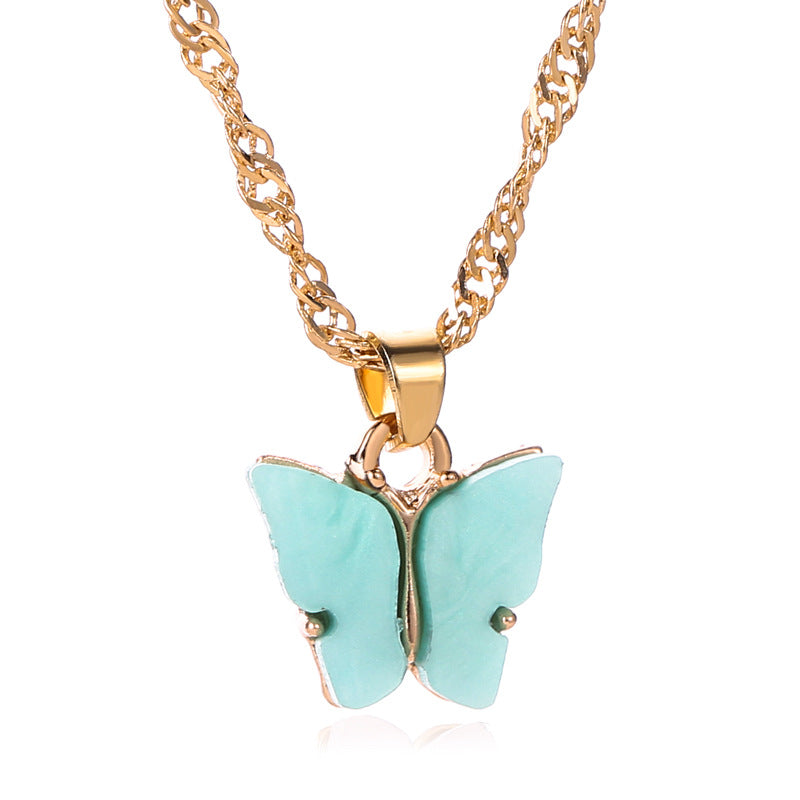 Gold Butterfly Pendant Choker Necklace for Women – Elegant Alloy Jewelry, 14 Inch