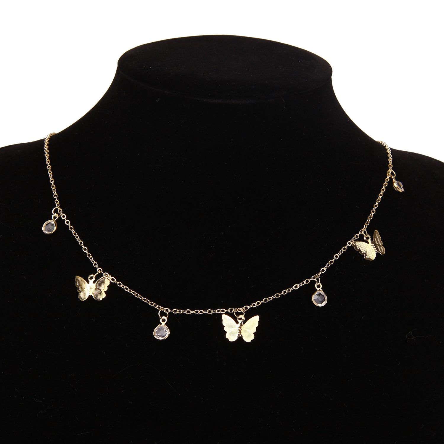 Gold Butterfly Pendant Choker Necklace for Women – Elegant Alloy Jewelry, 14 Inch