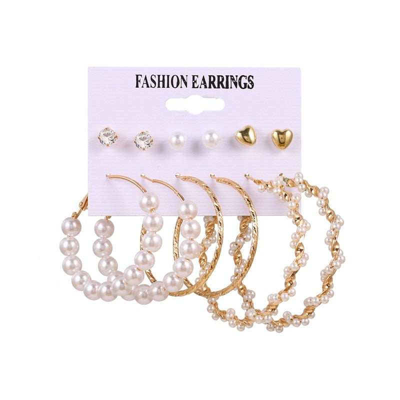 Women’s Stylish Crystal Earrings Set – Elegant Zinc Alloy Jewelry for Women
