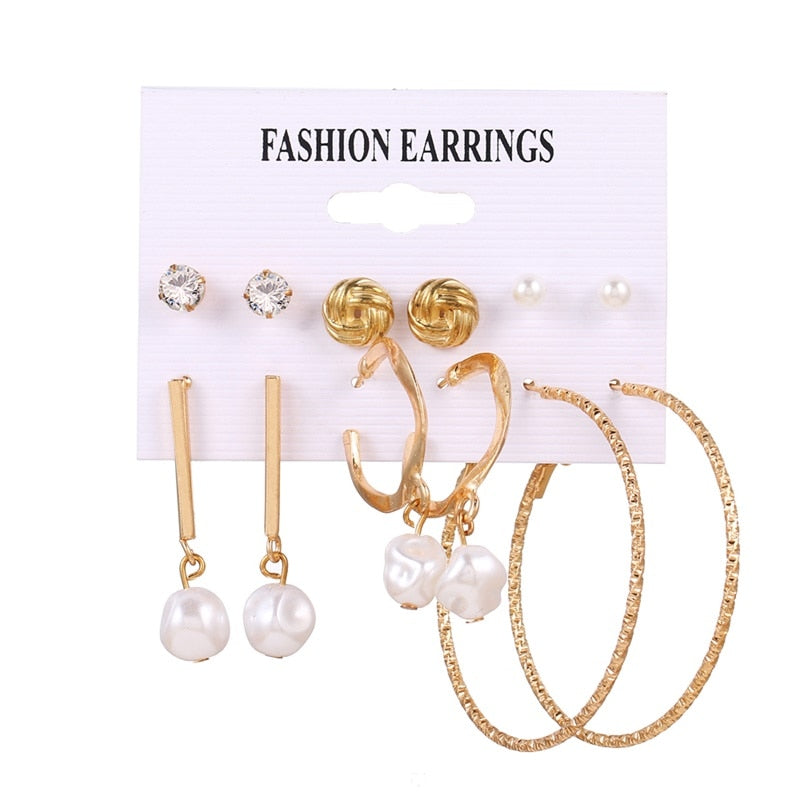 Women’s Stylish Crystal Earrings Set – Elegant Zinc Alloy Jewelry for Women
