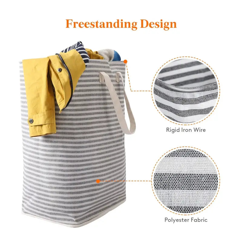 72L Foldable Laundry Basket with Long Handles